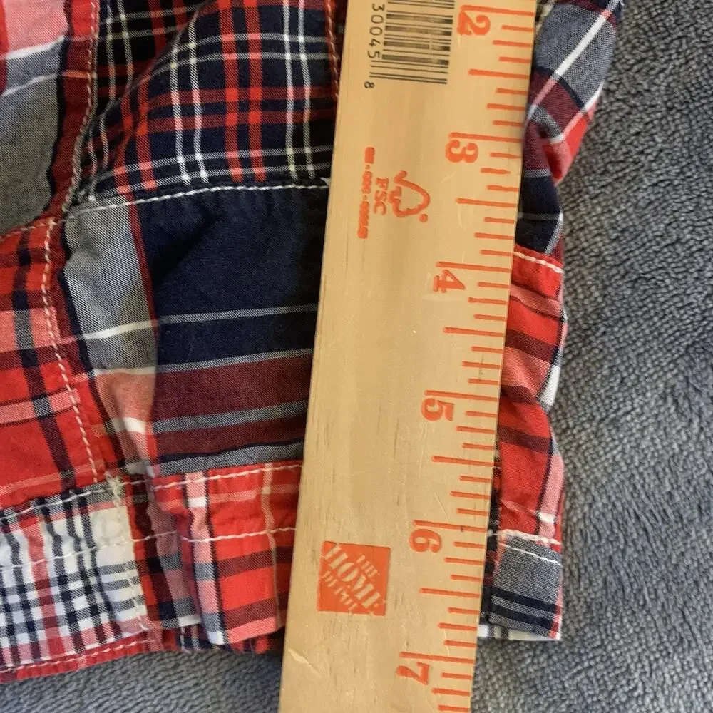 Gymboree Patchwork Plaid Madras Bermuda Shorts Boy’s Size 7 Patriotic Colors